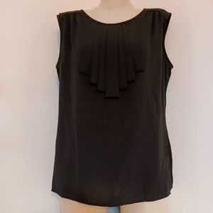 Apostrophe Black Pleated Neckline Tank Blouse Sz M